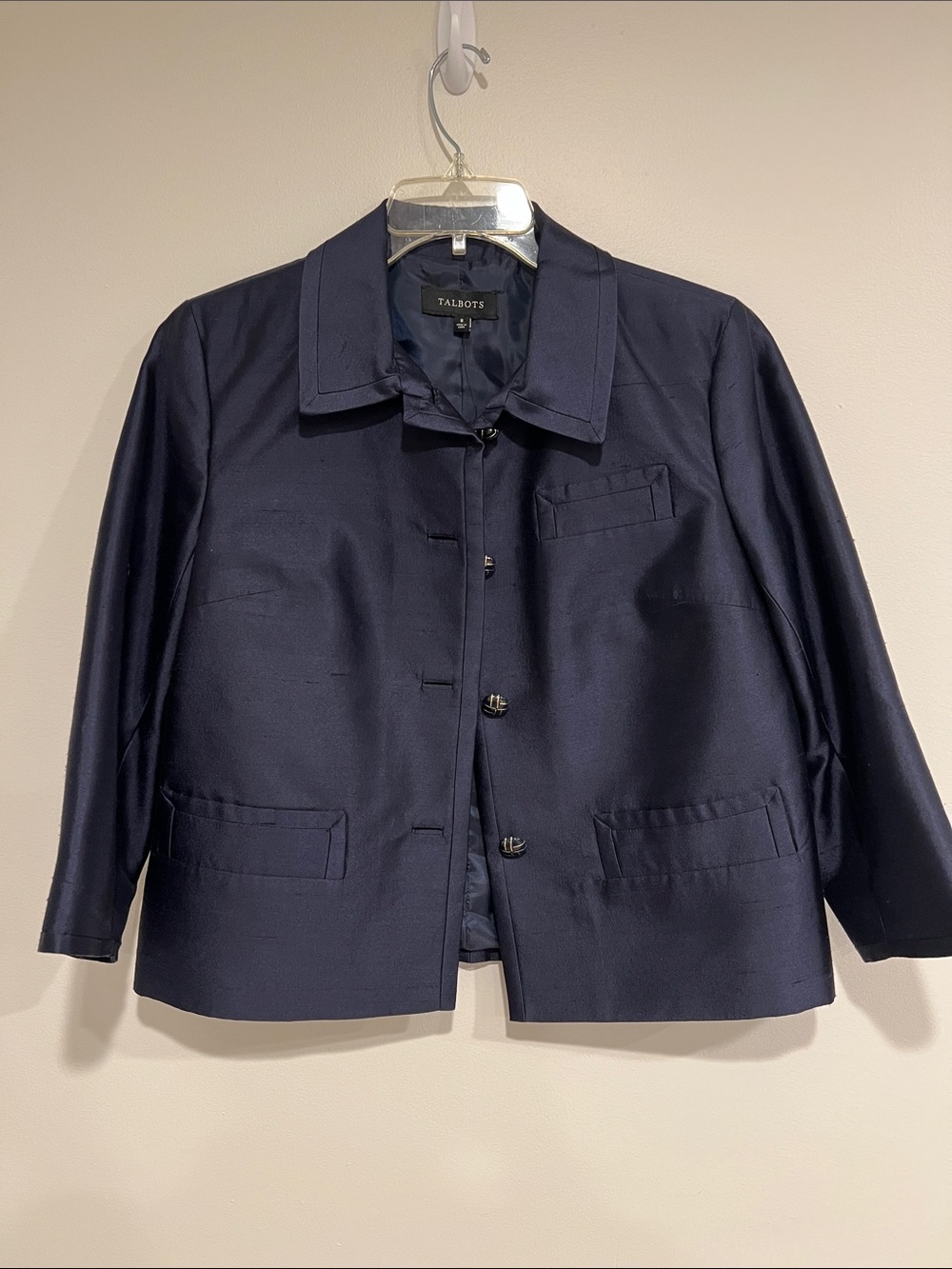 Talbots Navy Tailored Boxy Blazer